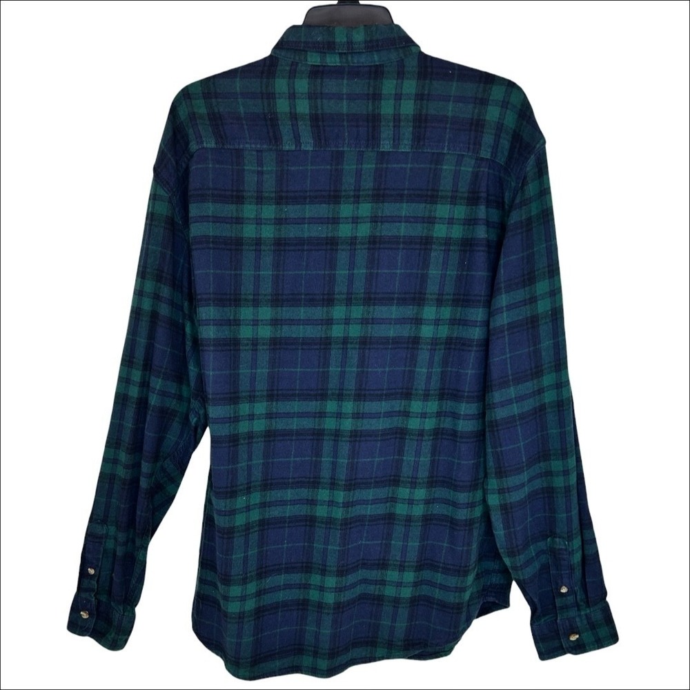 Old Navy Flannel Shirt Men XL Green Blue Black Watch Plaid Tartan Double Brushed - Picture 3 of 7